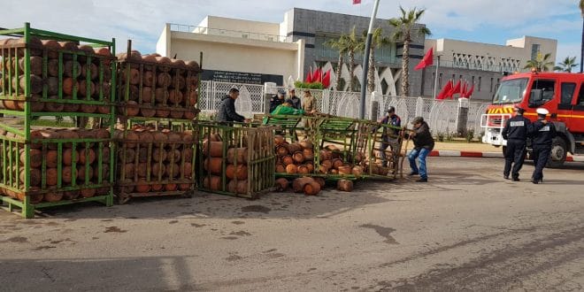 سيدي بنور: انقلاب شاحنة قنينات الغاز أمام باب العمالة